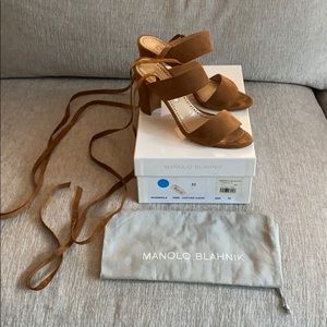 Manolo Blahnik suede sandals w box and dust bag